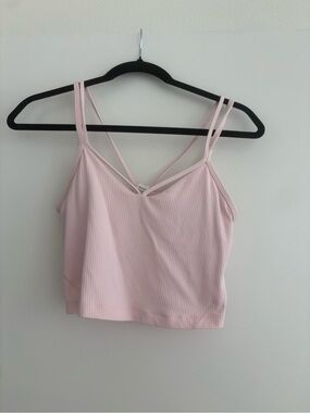 lululemon athletica Pale Pink Ribbed Double-Strap Crop Camisole